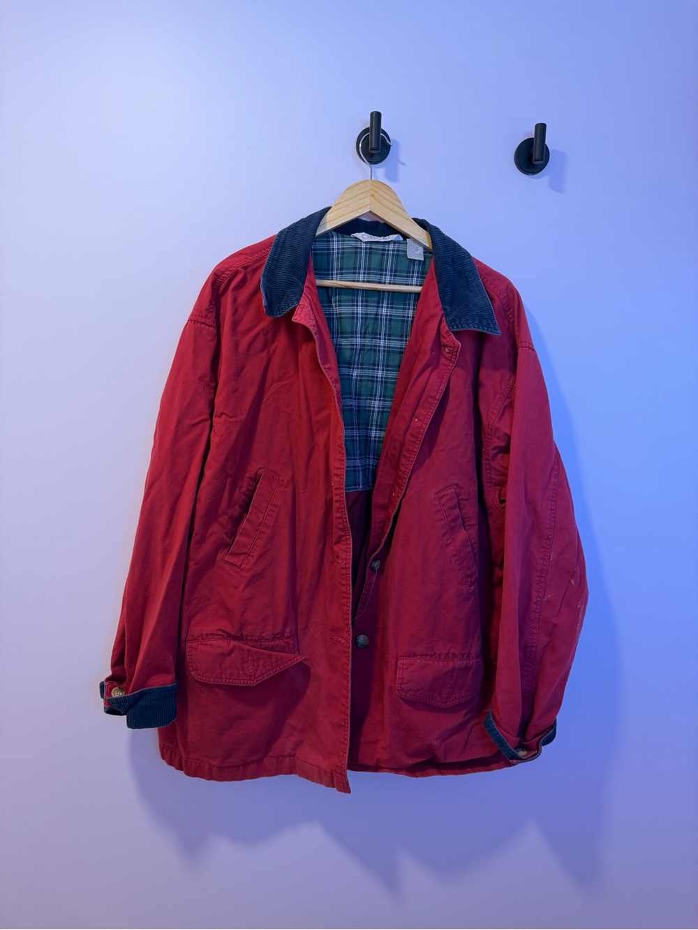 Cherokee Red Cotton Chore Jacket with Dark Corduroy Collar XL